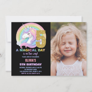 Invitation Rainbow Parties scintillant Unicorn Anniversaire I