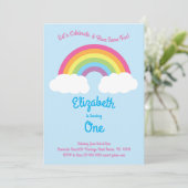 Invitation Rainbow Pastel Cute Enfants 1er Anniversaire Fête (Debout devant)
