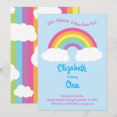 Invitation Rainbow Pastel Cute Enfants 1er Anniversaire Fête (Devant / Derrière)