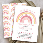 Invitation Rainbow Pastel Doodle Art Girl'Anniversaire