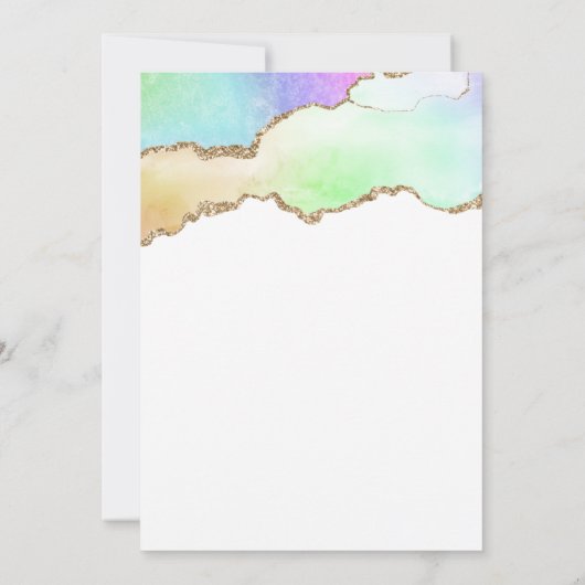 Invitation Rainbow Pastel Gold Agate Geode Toute année Annive (Dos)