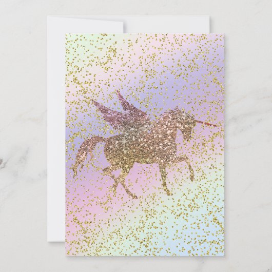 Invitation Rainbow Pastel Gold Parties scintillant Unicorn An (Dos)
