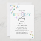 Invitation Rainbow Pastel Papillons Photo Anniversaire (Dos)