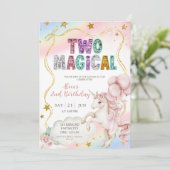 Invitation Rainbow Pastel Unicorn Two Magical 2nd birthday In (Debout devant)