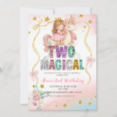 Invitation Rainbow Pastel Unicorn TWO Magical Birthday Invita (Devant)