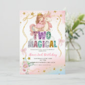 Invitation Rainbow Pastel Unicorn TWO Magical Birthday Invita (Debout devant)