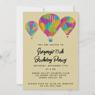 Invitation Rainbow Peint Hot Air Balloons Personnalisé
