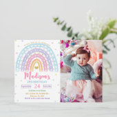 Invitation Rainbow Photo Anniversaire Pastel (Debout devant)