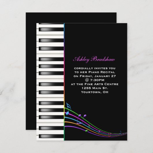 Invitation Rainbow Piano Considérant (Devant / Derrière)