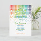 Invitation Rainbow Pixels jeu vidéo Gamer Bar Mitzvah (Debout devant)