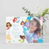 Invitation Rainbow Plongez dans cinq sirènes Anniversaire (Debout devant)