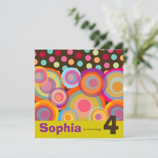 Invitation Rainbow Pop Circles Anniversaire de enfant Party I (Debout devant)