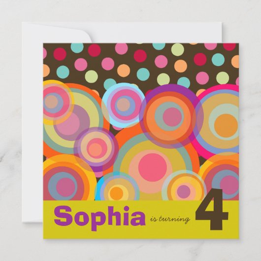 Invitation Rainbow Pop Circles Anniversaire de enfant Party I (Devant)