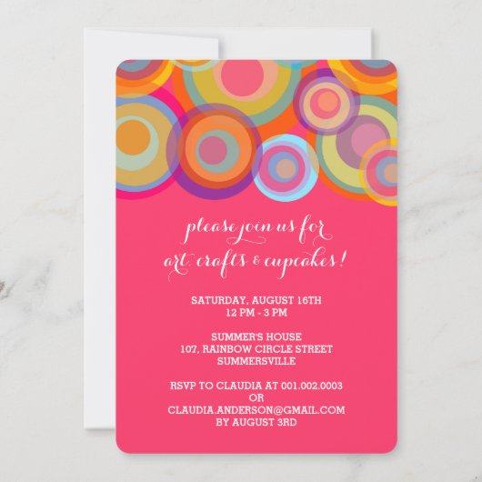 Invitation Rainbow Pop Circles Anniversaire de enfant Party P (Dos)