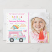 Invitation Rainbow Popsicle Ice Cream Camion Anniversaire (Devant)