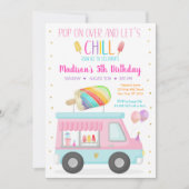Invitation Rainbow Popsicle Ice Cream Camion Anniversaire (Devant)