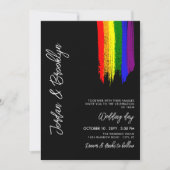 Invitation Rainbow Pride Peinture Strokes Mariage LGBT (Devant)