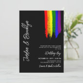 Invitation Rainbow Pride Peinture Strokes Mariage LGBT (Debout devant)