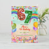 Invitation Rainbow Sequin Glitter 67 St Patrick Birthday (Debout devant)