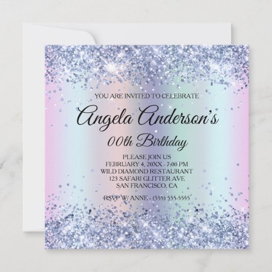 Invitation Rainbow Shimmer Holo Parties scintillant Leopard A (Devant)