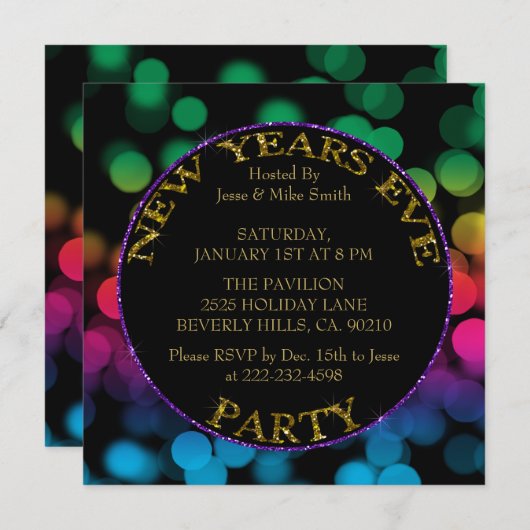 Invitation Rainbow Shimmer Lumières Parties scintillant Nouve (Devant / Derrière)