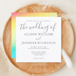 Invitation Rainbow Simple Chic Typographie LGBTQ Gay Mariage<br><div class="desc">Cette simple faire-part de mariage gay est subtile et chic avec une élégante typographie grise sur le devant et une belle fondue arc-en-ciel sur le dos. Mettez en valeur votre événement LGBTQ avec élégance et fierté. Un mariage lesbien simple invite.</div>