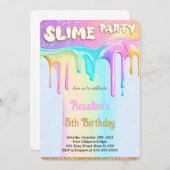 Invitation Rainbow Slime fête d'anniversaire (Devant / Derrière)