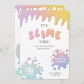 Invitation Rainbow slime party (Devant / Derrière)