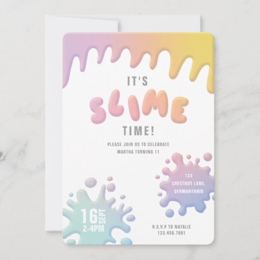 Invitation Rainbow slime party (Devant)