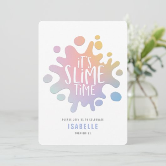 Invitation Rainbow slime party (Debout devant)