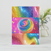 Invitation Rainbow Slime Personnalisé fête d'anniversaire (Debout devant)