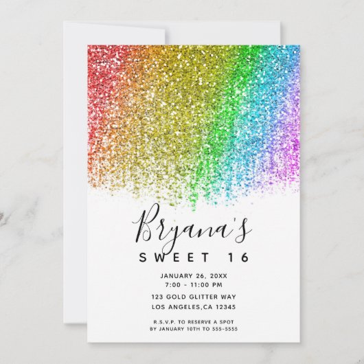 Invitation Rainbow Snowcone Parties scintillant Sparkly Sweet (Devant)
