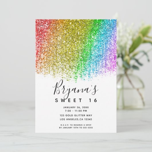 Invitation Rainbow Snowcone Parties scintillant Sparkly Sweet (Debout devant)