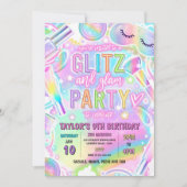 Invitation Rainbow Spa Party Glow Makeup Pamper Birthday (Devant)