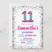 Invitation Rainbow Sparkle Glitter 11th Birthday Party  (Devant)