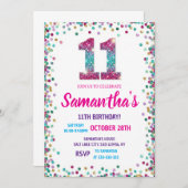 Invitation Rainbow Sparkle Glitter 11th Birthday Party  (Devant / Derrière)