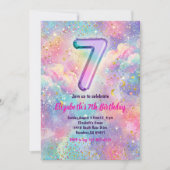 Invitation Rainbow Sparkle Glitter 7th Birthday Party (Devant)