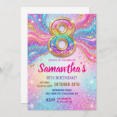 Invitation Rainbow Sparkle Glitter 8th Birthday Party (Devant / Derrière)
