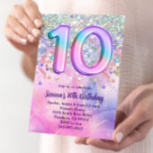 Invitation Rainbow Sparkle Parties scintillant 10e anniversai