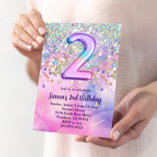 Invitation Rainbow Sparkle Parties scintillant 2e fête d'anni