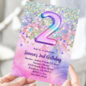 Invitation Rainbow Sparkle Parties scintillant 2e fête d'anni