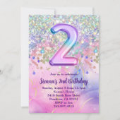 Invitation Rainbow Sparkle Parties scintillant 2e fête d'anni (Devant)
