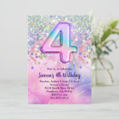 Invitation Rainbow Sparkle Parties scintillant 4ème anniversa (Debout devant)