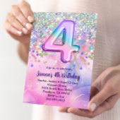 Invitation Rainbow Sparkle Parties scintillant 4ème anniversa