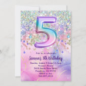 Invitation Rainbow Sparkle Parties scintillant 5e anniversair (Devant)