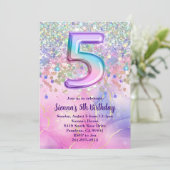 Invitation Rainbow Sparkle Parties scintillant 5e anniversair (Debout devant)