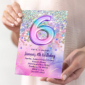 Invitation Rainbow Sparkle Parties scintillant 6ème anniversa