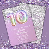 Invitation Rainbow Sparkle Parties scintillant Fille 10e fête