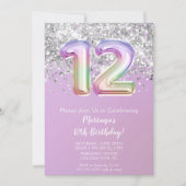 Invitation Rainbow Sparkle Parties scintillant Fille 12ème an (Devant)