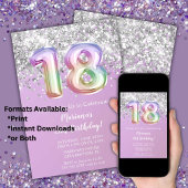 Invitation Rainbow Sparkle Parties scintillant Fille 18e fête